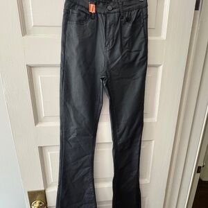 Edikted Luna Faux Leather Flare Jeans